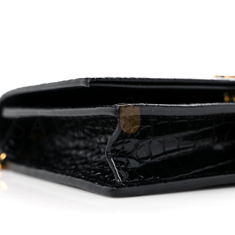 YSL KATE MONOGRAM TASSEL CHAIN WALLET IN CALFSKIN CROCODILE EMBOSSED 452159DND1J1000 (19*12.5*4cm)